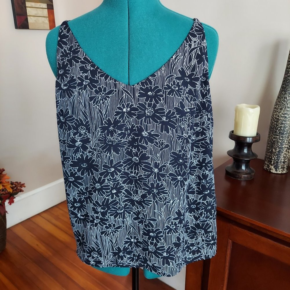Banana Republic Blue Floral Lined Tank Women's L